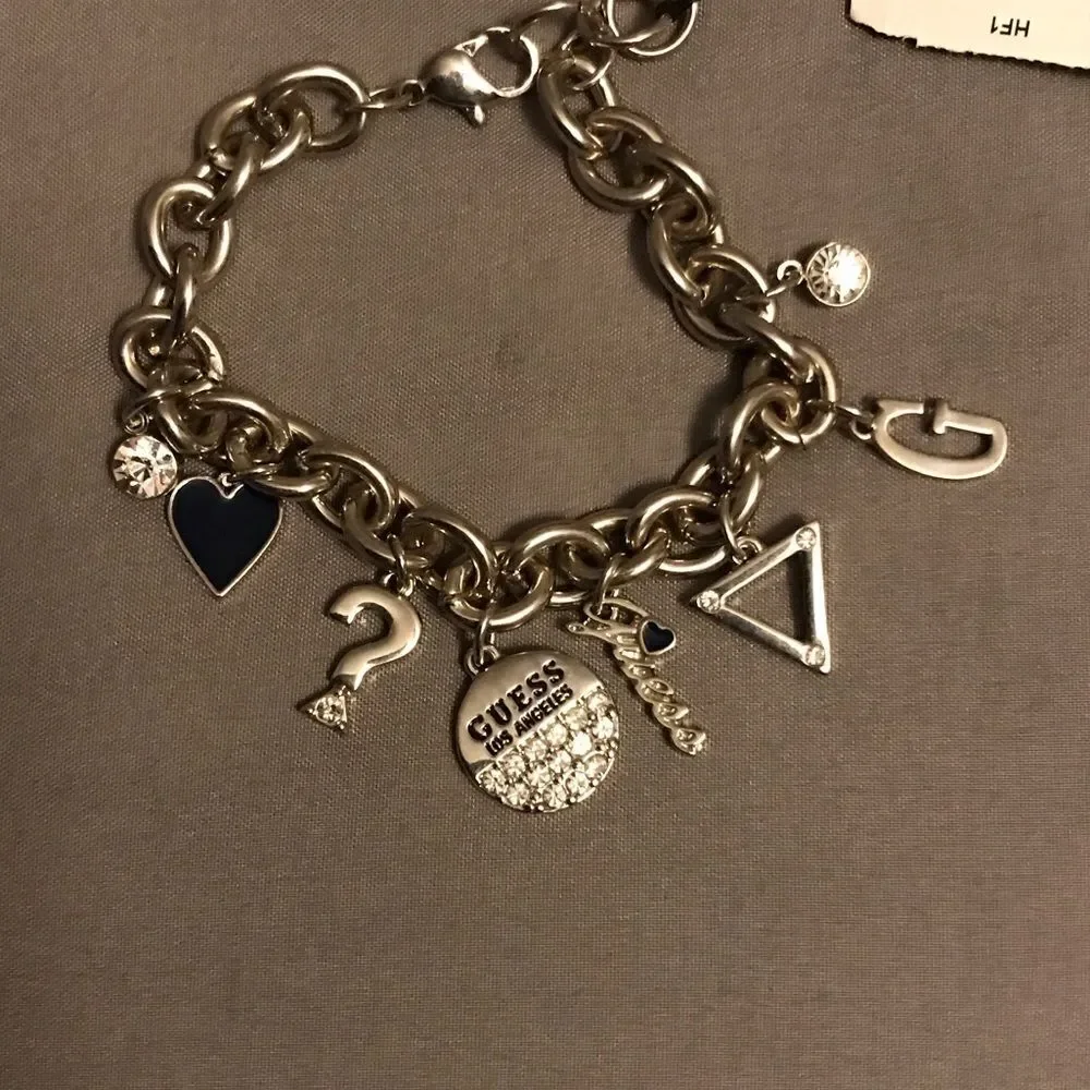 GUESS Silver Charm Bracelet with Black Accents - Picture 3 of 4